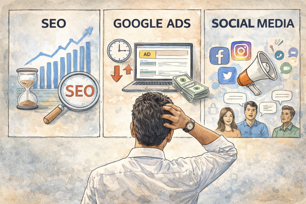SEO vs Google Ads vs Social Media